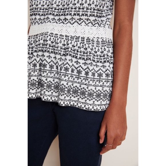 Anthropologie | NWT Cammie Embroidered Peplum Top - Picture 4 of 16